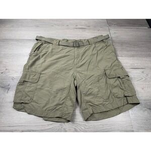 Columbia Shorts Mens XL Green Brown Titanium Lightweight Packable Belted